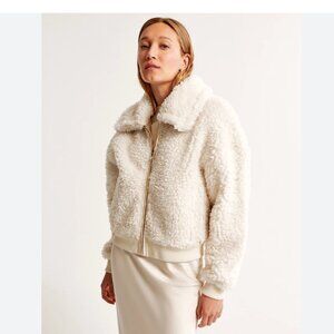 Abercrombie Cropped Faux Fur Bomber - Size Small